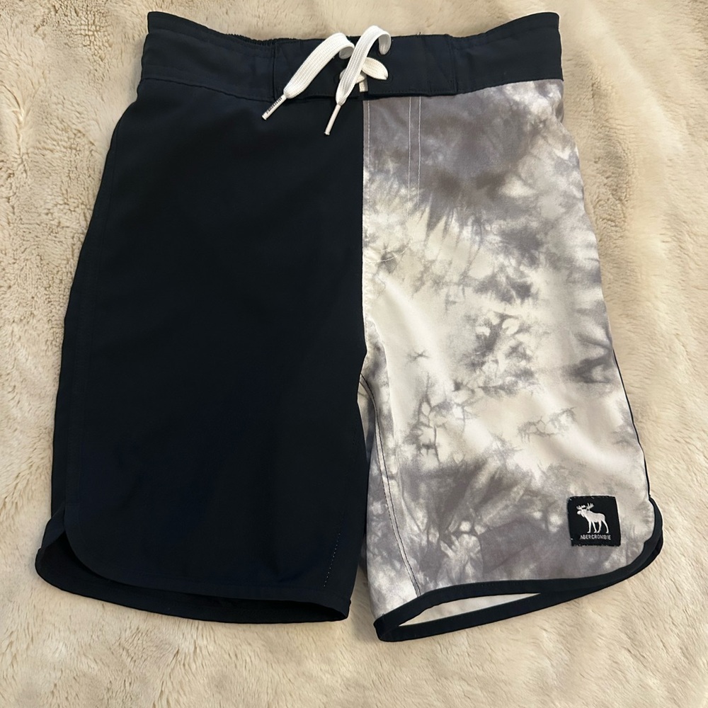 Abercrombie Kids Black and Gray Tie-Dye Swim Shorts